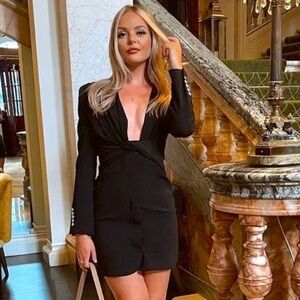 Zara Draped Blazer Dress Black Medium NWT